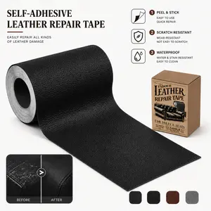 17*79 / 3*60 Inch Self-Adhesive Leather Repair Patch, Cuttable Waterproof Leatherette Sticker for Sofa, Car Seat, Chair, Couch, Furniture Upholstery, DIY Leather Fix for Cracks, Peeling, Scratches, Easy Home Repair, Durable and Long-Lasting