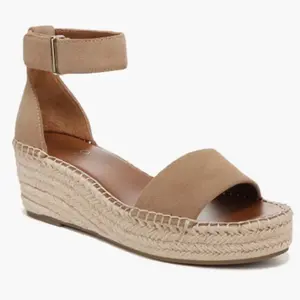 Franco Sarto Pela Espadrille Platform Sandal Women's Sandstone Suede Size 8.5 Open Toe Comfortable Everyday Wear New