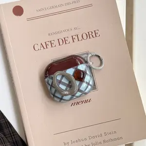 Blue Diamond Pattern Earphone Case for Apple AirPods Pro 2/3/4/2, Fashionable Women's Simple Design, Stylish Headphone Cover