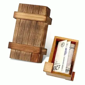 Unique 3D Puzzle Wooden Box with Hidden Compartment, Ideal for Saving Money, Jewelry Storage, and Gifts, Perfect Organizer Solution