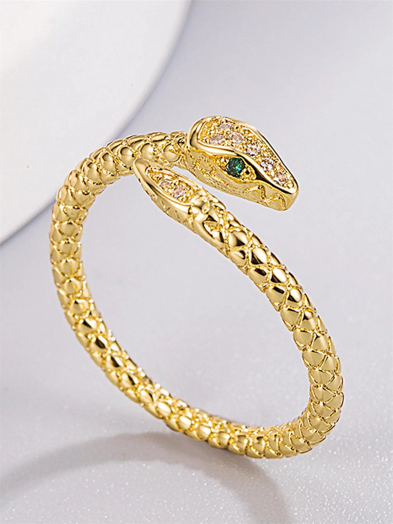 Rhinestone Decor Snake Design Jewelry Open Ring, Jewelry Rings, Elegant Accessories for Women As Gift, Trendy All-match & Exquisite Jewelry Gifts for Birthday Gift