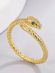 Rhinestone Decor Snake Design Jewelry Open Ring, Elegant Accessories for Women As Gift, Trendy All-match & Exquisite Jewelry Gifts for Birthday Gift