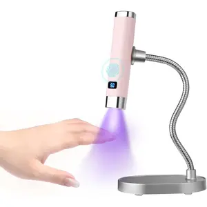UV Light for Nails Handheld Cordless Nail Lamp,Rechargeable Nail Dryer with LED Display,Fast Curing Goosenecks Lamp with Auto Sensor DIY at Home (Pink)