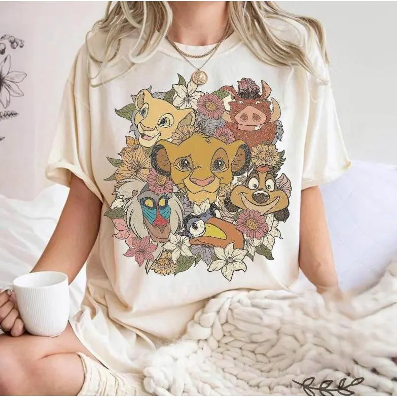 Vintage Floral Li00n King T-Shirt, Retro Floral DN Shirt, DN Tim0n And Pumbaa Tee, DN land Shirt, Animal kjjjngdom