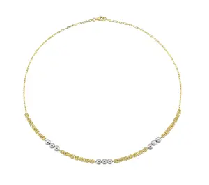 Silver Style Two-Tone Byzantine & Bead Necklace, Sterling Silver
