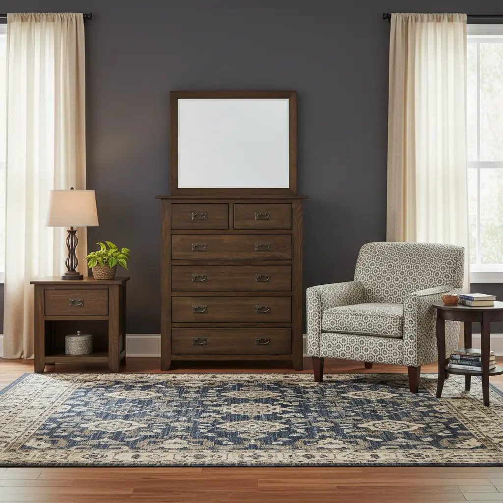 Pre-Order Michael's Cherry Mission 6-Drawer Dresser, Wood Cabinet Chest, Wood Drawers Dresser
