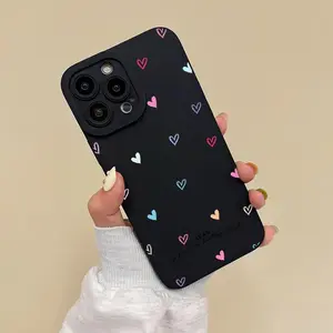 Phone Case for IP 7, 8 Plus, X, XS, XR, 11-17, SE Series - Trendy Colorful Heart-Shaped Eye Black Design, Heavy Duty Shockproof Drop Protection, Flexible TPU Protective Cover