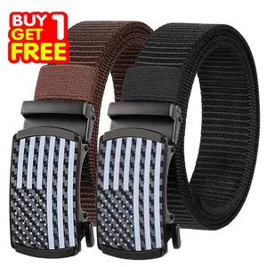 Ratchet Belts for Men - Casual Web Nylon Mens Belt 1 3/8" - Automatic Adjustable Buckle Fit Jeans