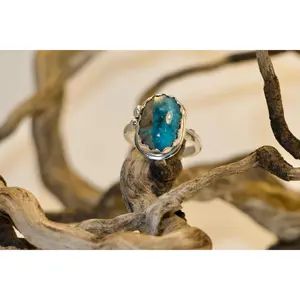 Handmade Turquoise Sterling Silver Ring, Size 8