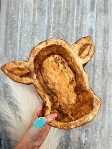 Cow Wood Dough Bowl