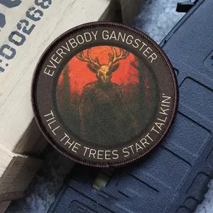 Everybody Gangster Printed Patch Trees Start Talkin Morale Badge Hook and Loop Vietnam War Meme Deer Skull Tactical Army Emblem Talking