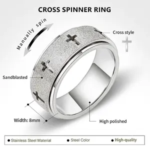 Women's Non-Tarnish Tarnish-Proof Titanium Steel Spinner Fidget Rings with Cubic Zirconia, Comfort-Fit Anxiety Relief Jewelry  Love Gift Accessory, Non Tarnish Jewelry, Tarnish Proof Jewelry
