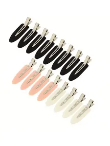 Aesthetic No Crease Hair Clips Set - Pink White Black Seamless Hairpins for Curls & Makeup, Essential Hair Barrettes for Women & Girls, Viral Beauty Must-Haves