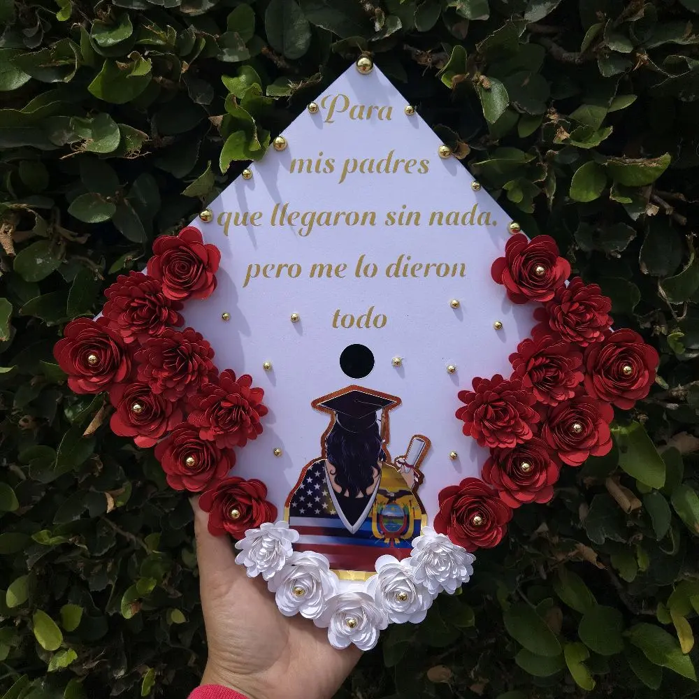 Ecuadorian & United States cap topper decor roses rose flores flowers pearls decoration hat Diy Decorating Ecuador