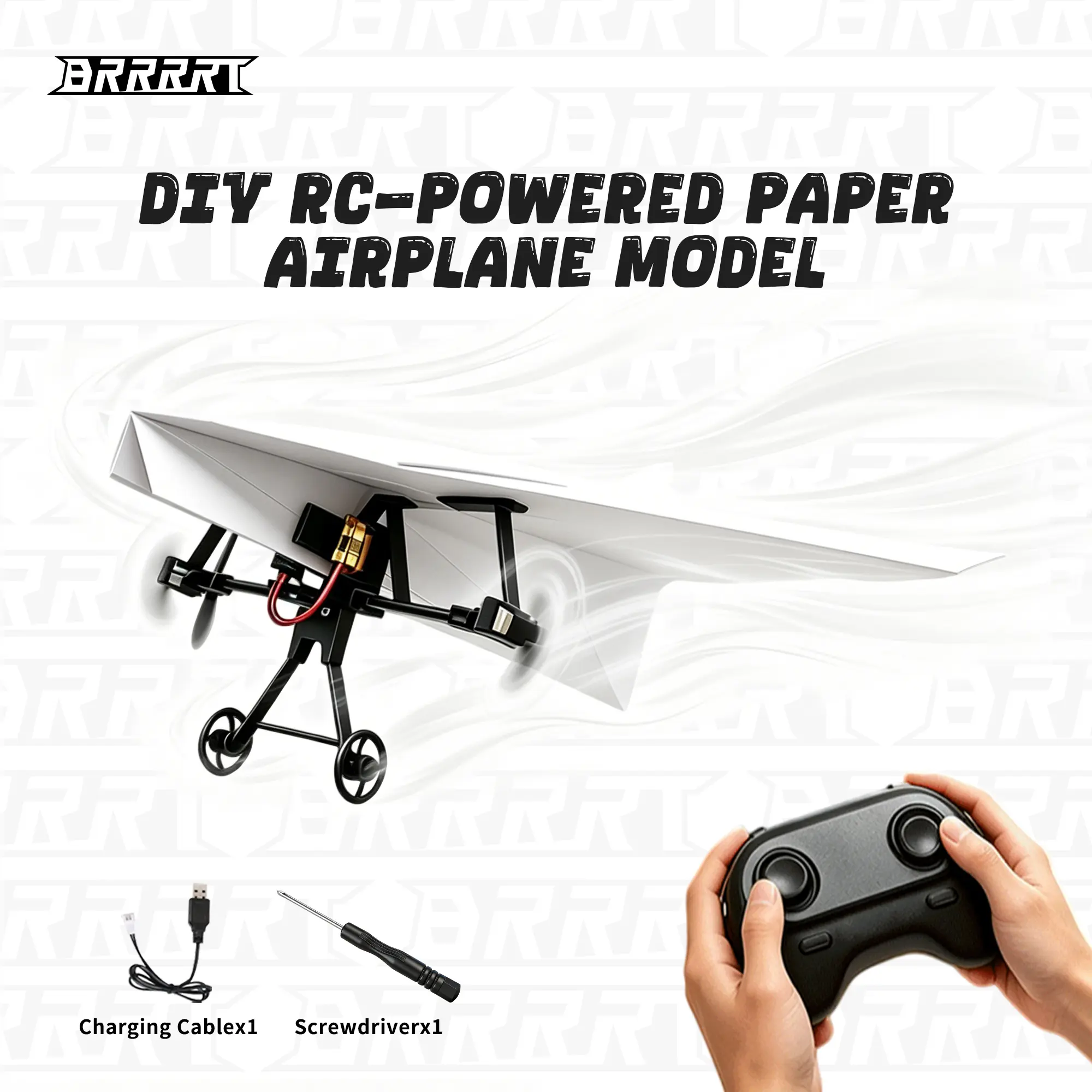 BRRRRT RC Aircraft Paper Airplane Kit with Dual Propellers – Easy-to-Fly Anti-Collision DIY Electric Remote Control Plane with Gyro Stabilizer, Lightweight Foldable STEM Toy for Hands-On Ability, Ideal Birthday Gift for Boys, Girls & Adults