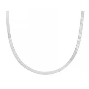 JTV Sterling Silver Greek Key Herringbone 18 Inch Chain