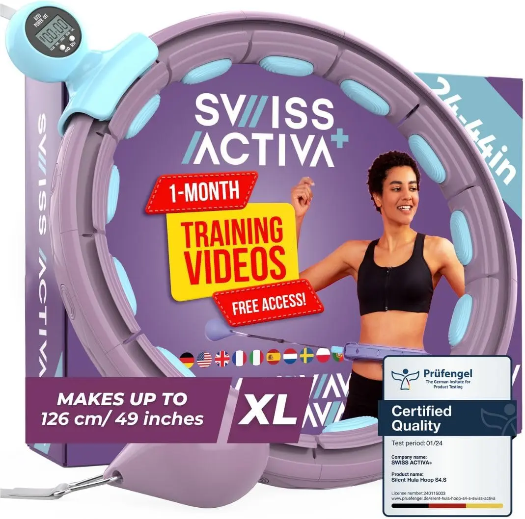 Swiss Activa+ Smart Hula Hoop S4.S XL – Infinity Fitness Hoop for Adults, Adjustable & Secure Fit