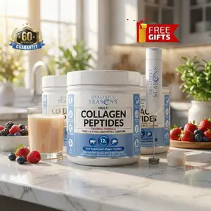Pack of 3 Multi Collagen Peptides + L-Carnitine | For Healthy Hair, Skin & Nails + Free Frother