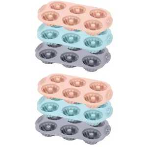 6 pack Silicone Original Cake Pan Baking Non Stick Fancy Molds Silicone Fluted Tube Cake Pans for jello, Cupcake, Doughnut Donut, Cornbread, Brownie