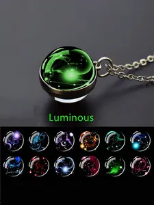 1 Piece Zodiac Necklace Starry Night Glow Twelve Constellation Glass Ball Pendant Necklace Christmas Gift Glowing Jewelry Jewelry Gifts