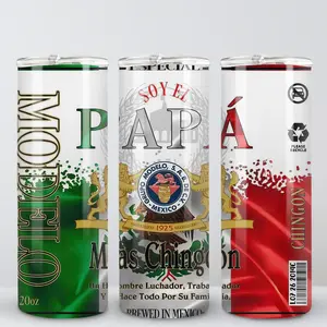 20oz El Papa Mas Chingon Tumbler with Lid, Funny Mexican Dad Skinny Tumbler, Fathers Day Gift For Dad Travel Mug, El Papa Modelo Mas Chingon Water Bottles Stainless Steel Double Vacuum Insulated Coffee Cups Drinkware Flasks