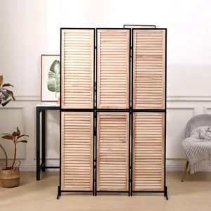 3 Panel Room Dividers and Folding Privacy Screen Natural Wooden Room Partitions 6ft Wall Divider for Room Separation