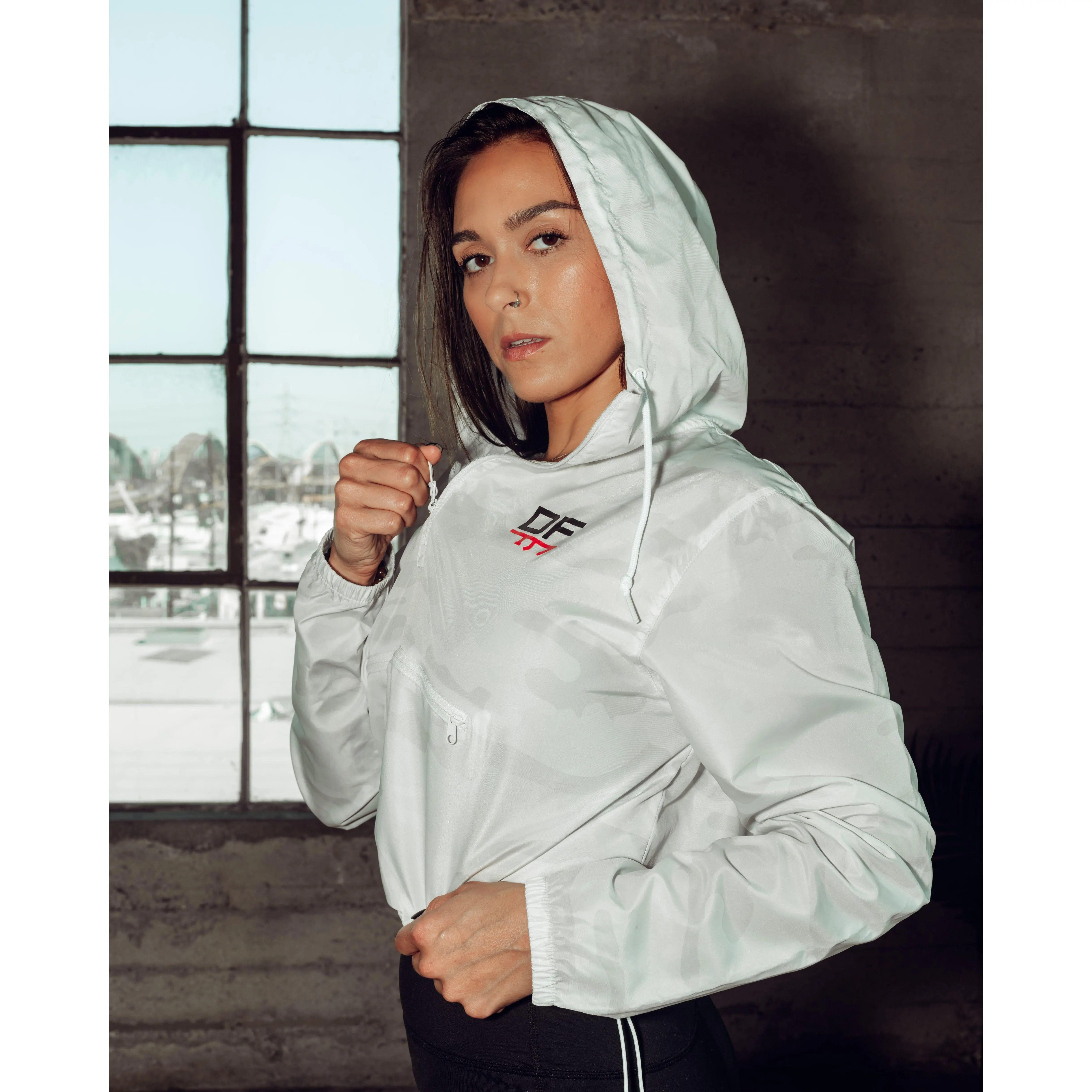 Nica Crop Windbreaker - White Camo