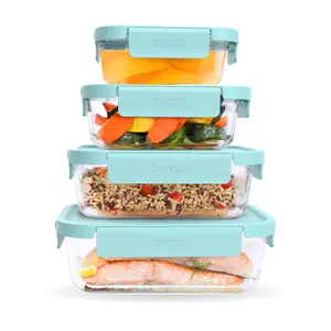 Bentgo 8-Piece Leak-Proof Glass Food Storage Set - Reusable Meal Containers with Lids
