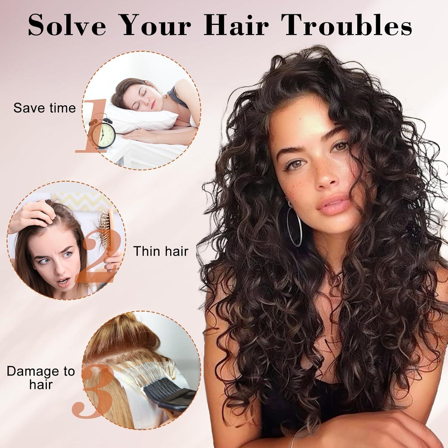 Curly Hair Extensions,16inch Clip in Hair Extensions 4Pcs Short Soft Natural Hairpiece Lace Weft Curly Wave Clip Ins Extensions Invisible for Women Daily Use,Chocolate Brown