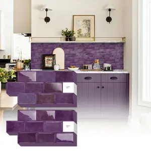 5/10/20PCS Epoxy D001 Gradient Purple Stone-Brick Tile Stickers | Removable Waterproof for Home Office School Wall