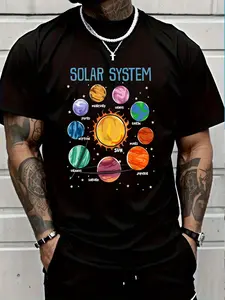 100% Cotton Solar System Planets Science Space Boys STEM T-Shirt Women's Men's Graphic Tee Crew Neck summer vacation Tops