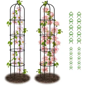 Garden Obelisk Trellis for Climbing  - 6.7FT Tall Weather-Resistant Rustproof Metal  Flower Support for Roses, Clematis, Tomatoes & Vines, Indoor/Outdoor Use, 11.8"D (2 Pack)