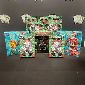 Break #385 1x 2025 Wildcard Metallix Hobby  Box, 8x Donruss Holiday Tins 2x 2025 Donruss Elite Mega’s   - All cards ship.