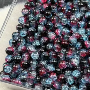 【B020】10mm Galaxy Black Red Blue Glass Bead 50ml
