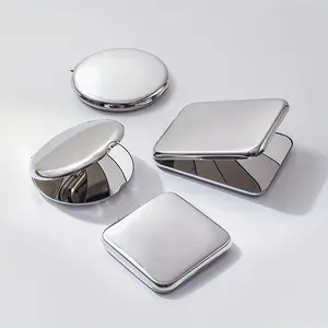 1pc Portable Stainless Steel Pocket Makeup Mirror Travel Drop-resistant, Handheld Small Vanity Mirror Cute for Woman - Travel & Daily Use