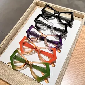 5pcs Butterfly Cat-Eye Reading Glasses for Women - Blue Light Blocking, Anti-Eye Strain, Green & Orange-Tinted Lenses, Full-Frame Metal Hinges, Elegant Fashion Eyewear for Digital Screens & Reading, Small Reading Glasses for Female Reading Eyeglasses