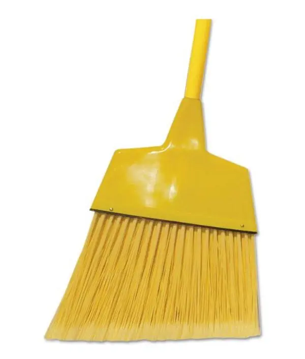 212 MAIN Angled-Head Corn & Fiber Lobby Brooms, Yellow - 42 in. Wooden-Plastic Long Handle Home Care Tools - 12 Per Carton