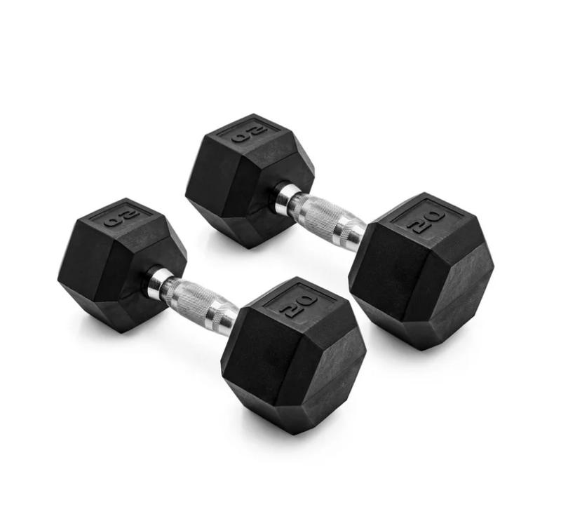 Barbell 20lb Coated Rubber Hex Dumbbell - Pair for Home Gym Fitness