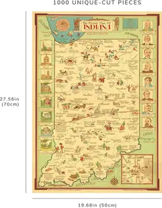 1932 map of Indiana | 1000 Piece Puzzle Indiana State