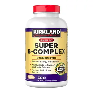 Kirkland Signature Super B-Complex with Electrolytes 500 Tablets for Energy Metabolism Support Hydration & Antioxidant Protection