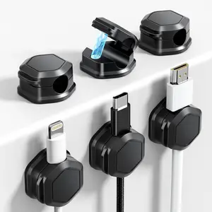 6 Pack Magnetic Cable Clips [Cable Smooth Adjustable] Cord Organizer -  Adhesive Wire Holder, Under Desk Cord Holder Keeper for Home Office Desk Phone Car Wall Desktop Nightstand Cabinet