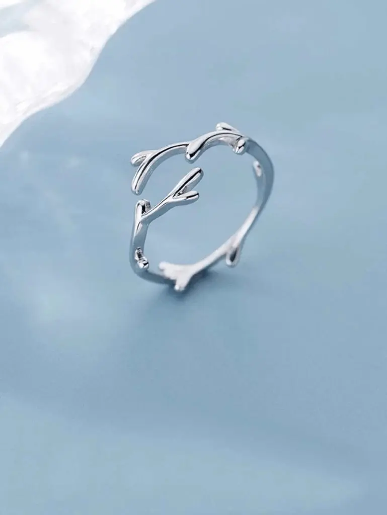 Wicked Silk Women's Elegant Silver Antler Branch Ring [One Size Fits Most]