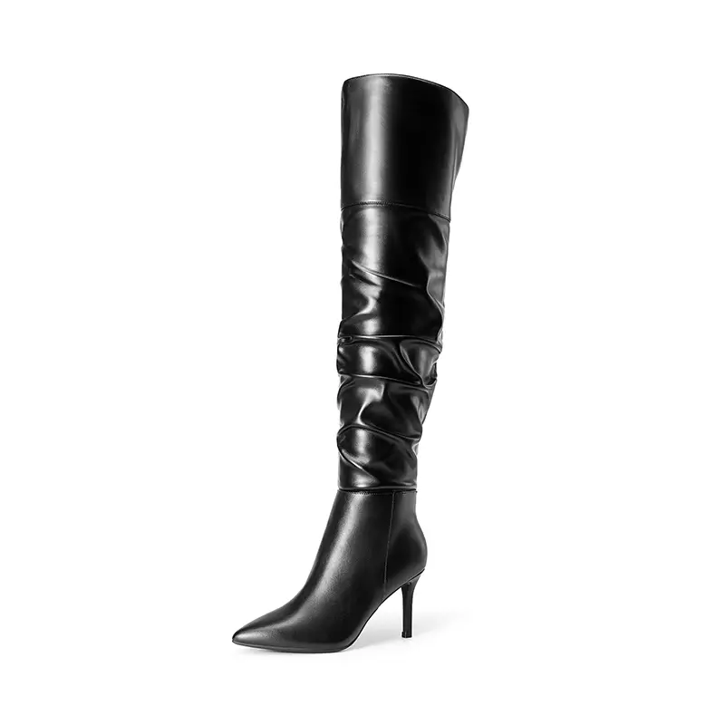 Dream Pairs Women's Stylish Pointed-Toe Stiletto Over-the-Knee Boots - Cushioned Slouched Stretch Shoe & Footwear with Inner Zip for Parties, Party, Women's Shoes, Design, Slip On, Business, Statement Shoes