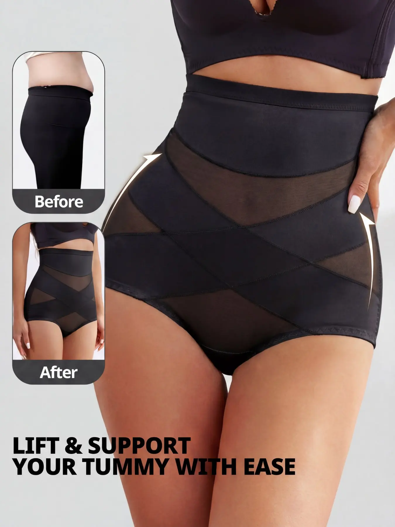 Seamless Minimizer Shapewear for Women Tummy Control High Waist Patchwork Body Shaper Cotton Spanks Girdle, High Waisted Shapewear, Waist Cincher, Under Dress Compression High Waistband Briefs Panty