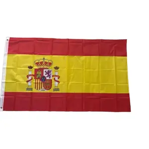 Spain Flag Polyester 3x5 - 100% Durable Polyester, Features Striking Green and Yellow, Ideal for Parades Banners