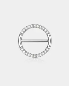 Circular CZ Clicker Nipple Shield Jewelry