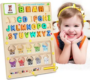 Montessori Educational Toys for Toddlers 3 in 1 Magnetic & Number Maze Wooden Alphabet Puzzle Dry Erase Board  Preschool Learning Toys for Ages 3‑6 Toddler Activity Gifts