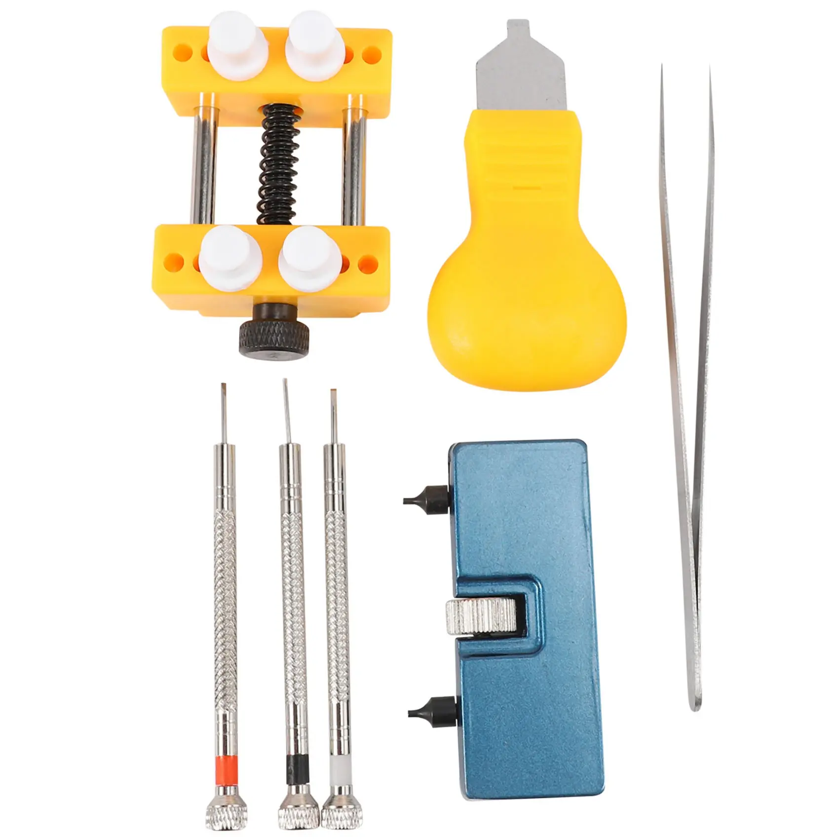 Watch Repair Toolkit - Clean and Functional Watch Battery Replacement Set with 3 Precision-Tip Screwdrivers, Adjustable Bolts, 1 Tweezers, Slip-Resistant Back Remover, and Opener