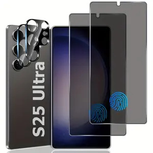 Samsung Galaxy S25/s24/s23 Ultra Privacy Screen Protector Set, 2pcs Tempered Glass & Camera Lens Film, Hardness 9h, Full Coverage, Fingerprint