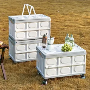 Collapsible Storage Bins with Lids 30L, Folding Plastic Stackable Utility Crates 2-Pack, Durable Containers for Home & Garage Organization - Oyster White tiktokshopspringglowup memory box shop cart
